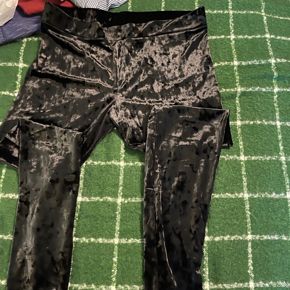 Velour leggings, black, XL